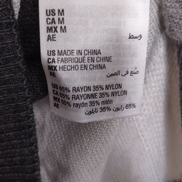 Maison Jules Color Block Jewel Neck T Shirt Sweater Steel Grey Medium - Picture 9 of 10